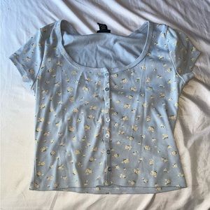 Rue 21 blue floral shirt